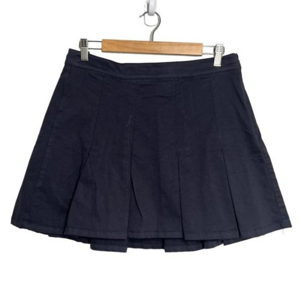 J Crew Womens Size 8 Pleated Chino Mini Skirt   Navy Blue Academia Preppy